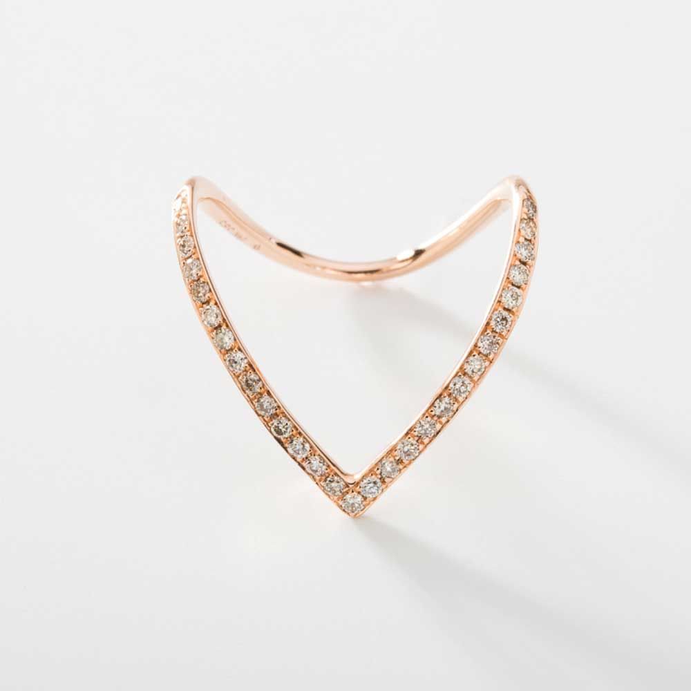 V-shaped AD Ring - Rose Gold Plated Anti-Tarnish