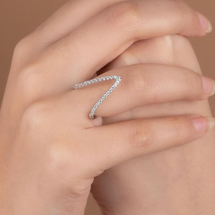 V-shaped AD Ring - Silver Plated Anti-Tarnish