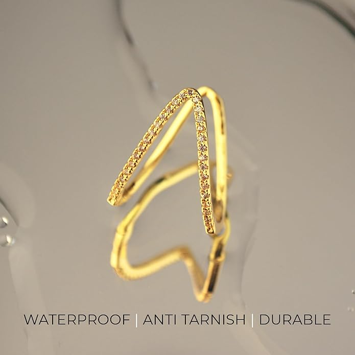 V-shaped AD Ring - Gold Plated Anti-Tarnish