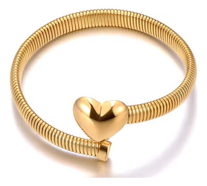 Coil Heart Kada - 18k Gold Plated