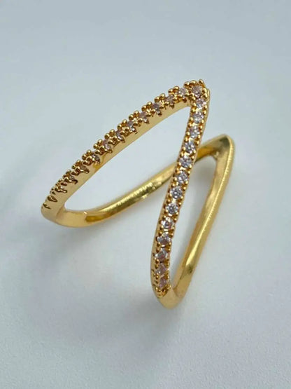 V-shaped AD Ring - Gold Plated Anti-Tarnish