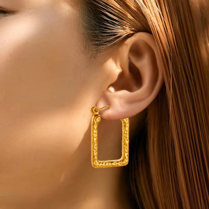Rectangle Hoops - Gold Plated