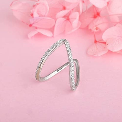 V-shaped AD Ring - Silver Plated Anti-Tarnish