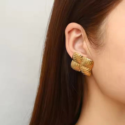Engraved Square Earrings - Gold Plated