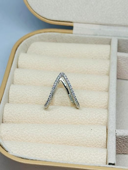 V-shaped AD Ring - Silver Plated Anti-Tarnish