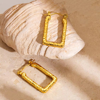 Rectangle Hoops - Gold Plated