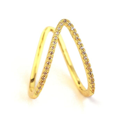 V-shaped AD Ring - Gold Plated Anti-Tarnish
