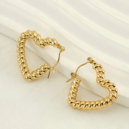 Twisted Heart Hoops - Gold Plated