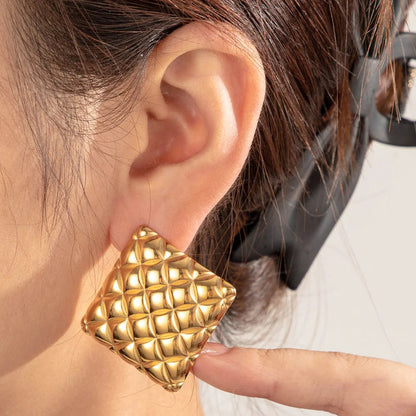 Vintage Tile Earrings - Gold Plated