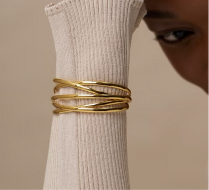 Golden Bended Kada - Gold Plated