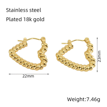 Twisted Heart Hoops - Gold Plated