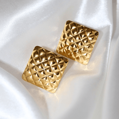 Vintage Tile Earrings - Gold Plated
