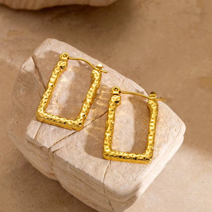 Rectangle Hoops - Gold Plated