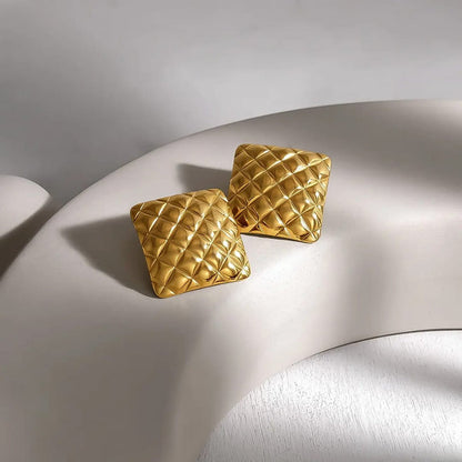 Vintage Tile Earrings - Gold Plated
