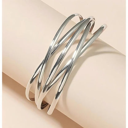 Silver Bended Kada - Silver Plated