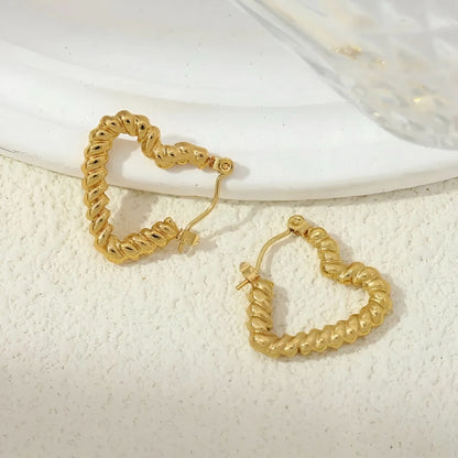 Twisted Heart Hoops - Gold Plated