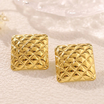 Vintage Tile Earrings - Gold Plated