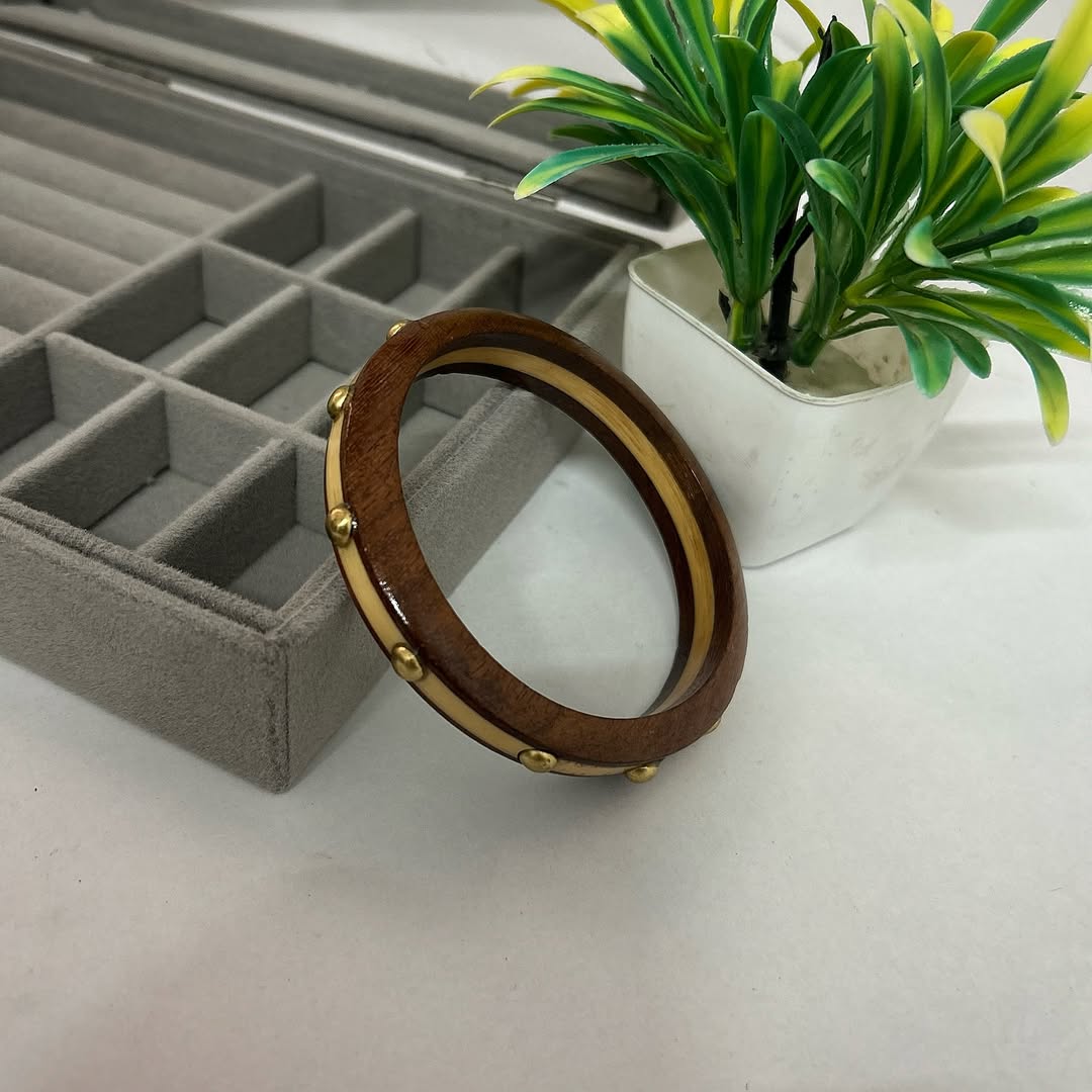 White Sleek Dot Wooden Bangles