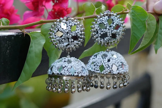 White Beaded Jhumka