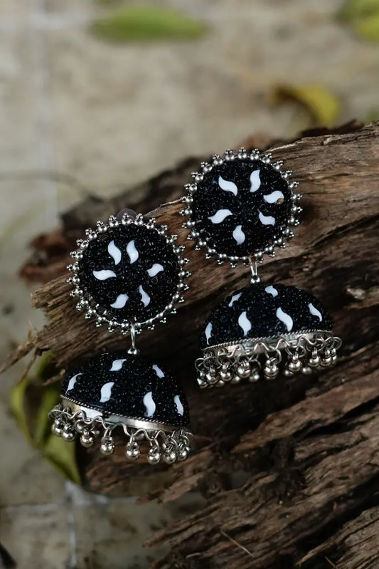 Black Beaded Jhumka