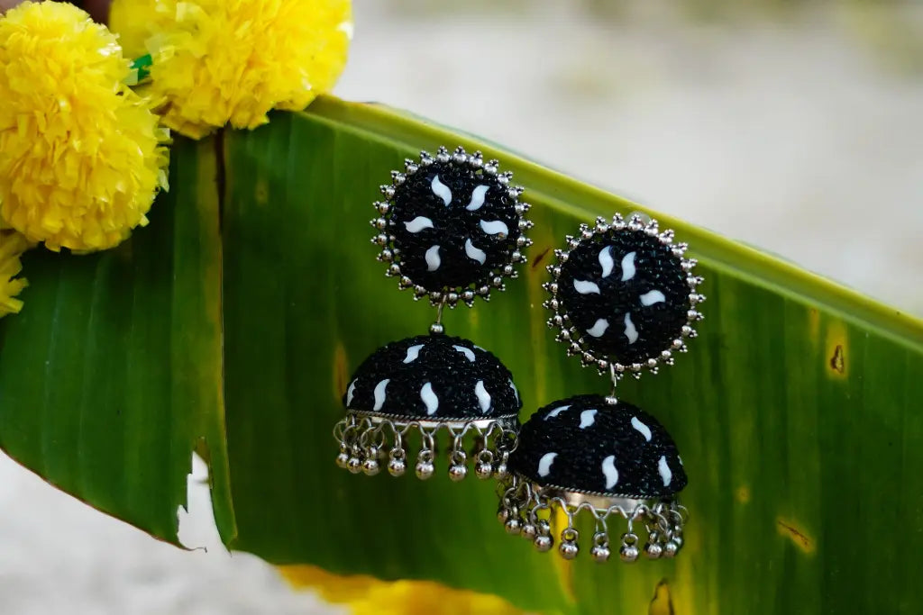 Black Beaded Jhumka