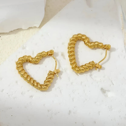 Twisted Heart Hoops - Gold Plated