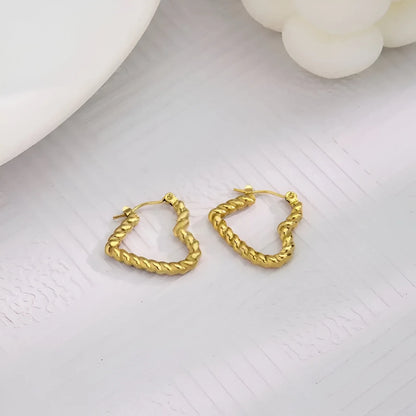 Twisted Heart Hoops - Gold Plated