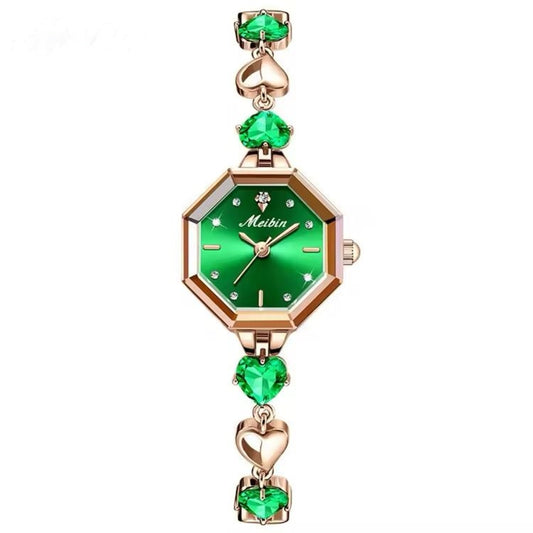 Green Heart Anti - Tarnish Wrist Watch